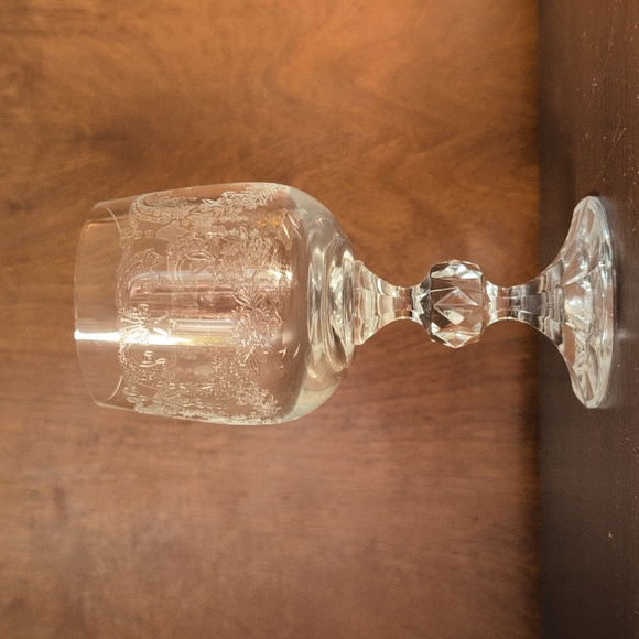 Vintage Bohemia Etched Crystal Wine Glasses Made in Czechoslovakia Set of 4 - Picture 7 of 11